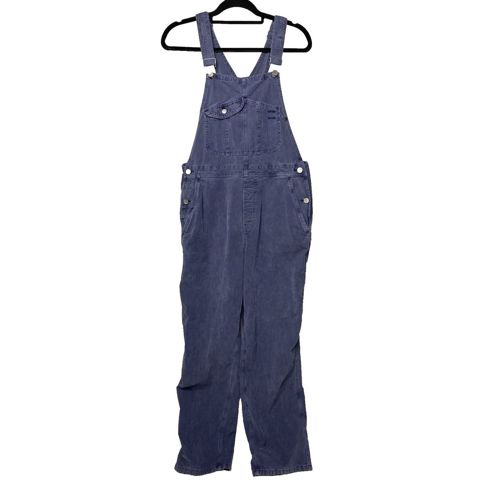 Outerknown Voyage Cord Overalls Women's Large Corduroy Dusty Blue Straight Boho - Picture 2 of 8